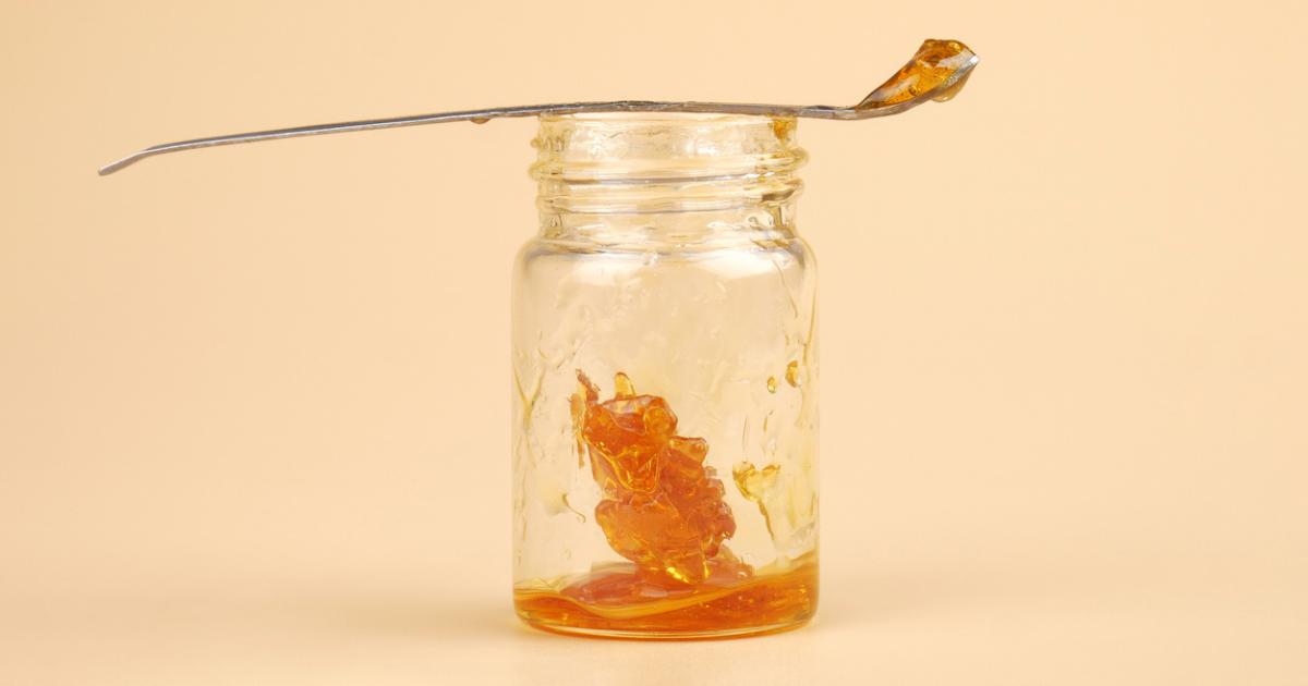 BHO concentrate in a glass jar.