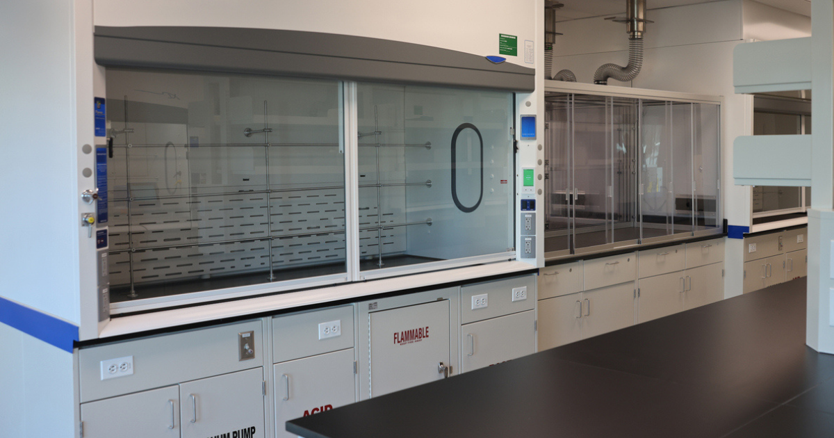 A fume ventilation hood in a BHO vacuum oven lab.